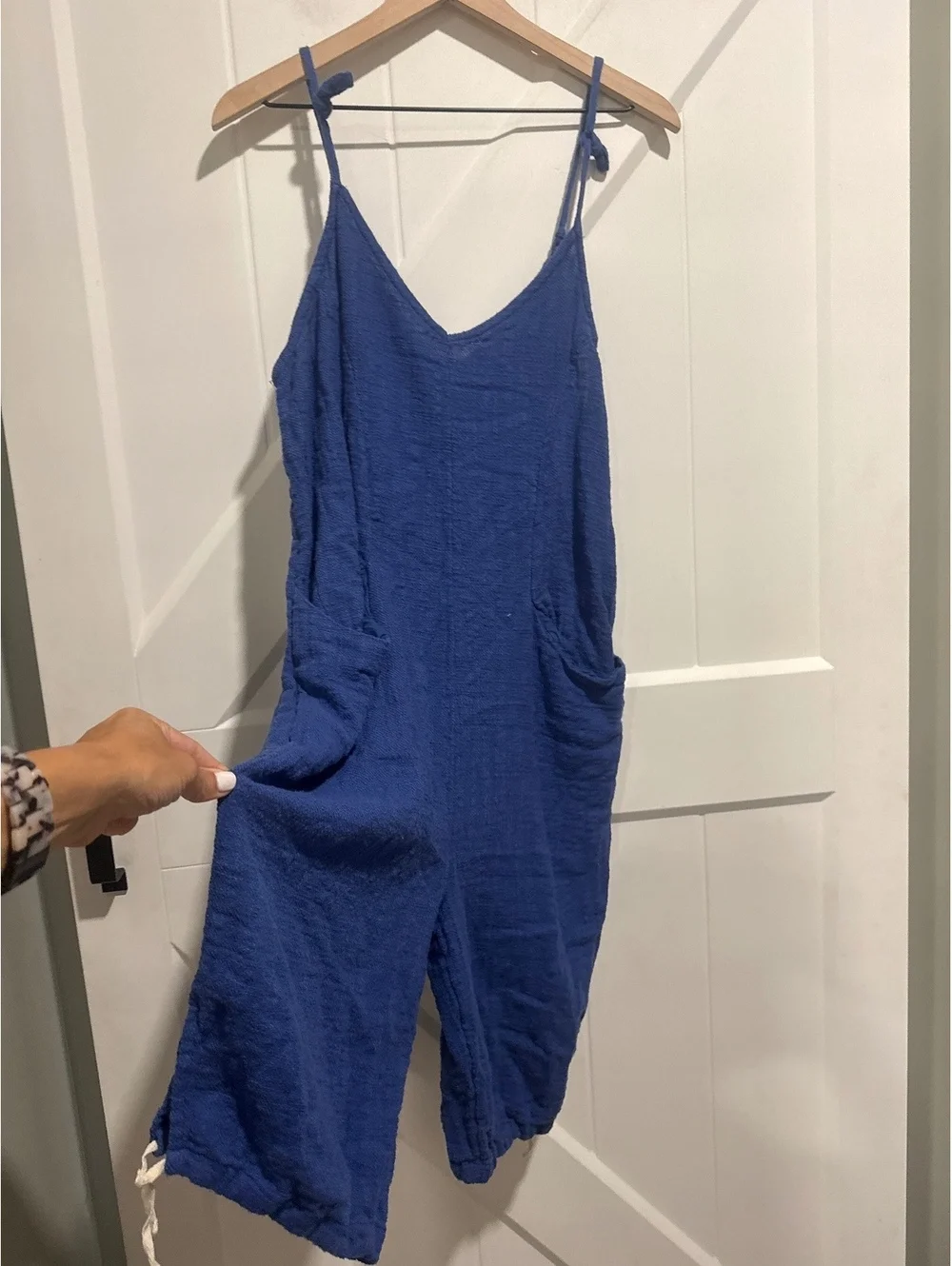 Free People Blue Cotton Sleeveless Jumpsuit Romper Medium